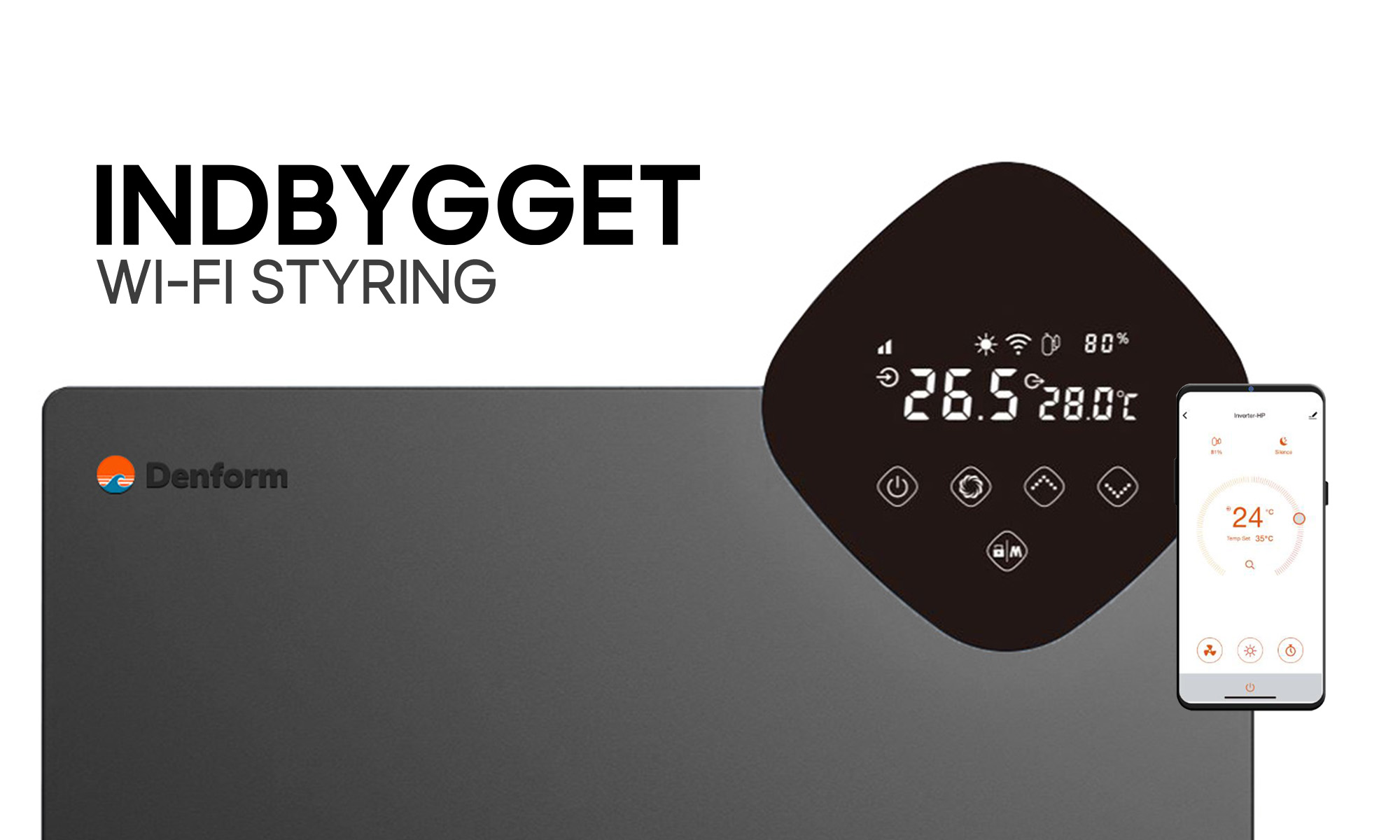 Indbygget WiFi styring varmepumpe udespa